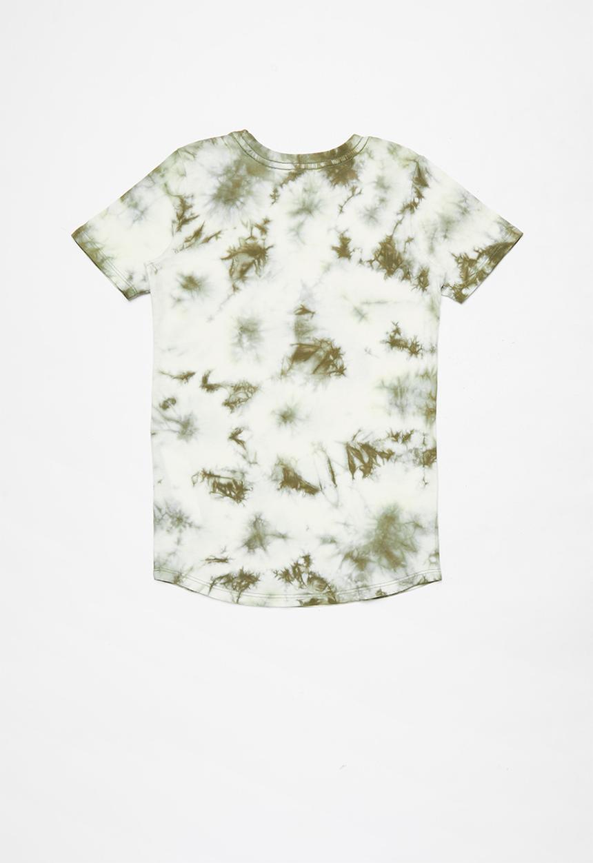 Cotton On - The cruz short sleeve long line tee - silver sage tie dye