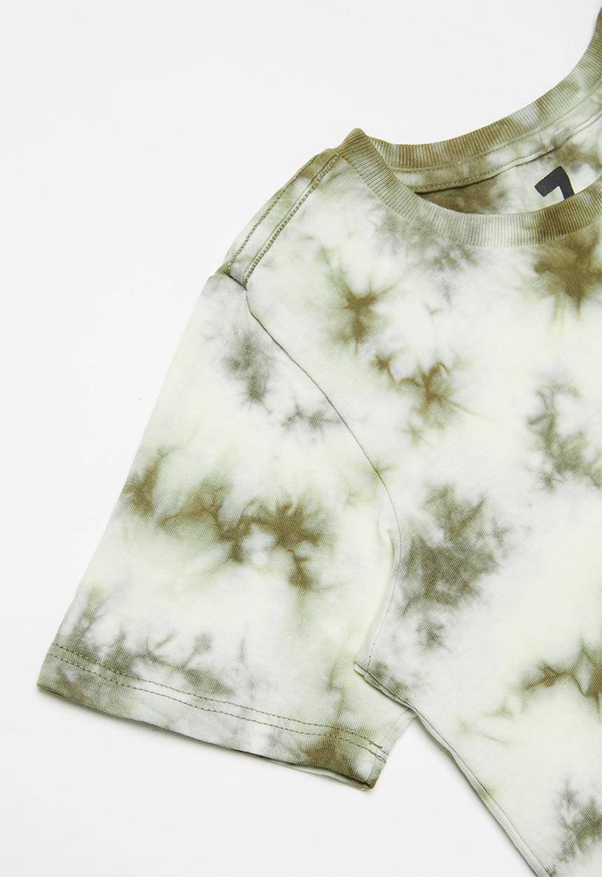 Cotton On - The cruz short sleeve long line tee - silver sage tie dye
