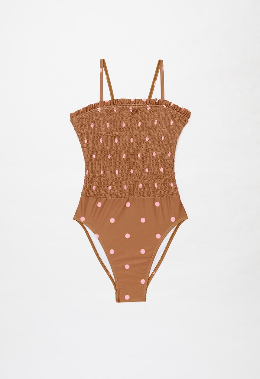 Free by Cotton On - Hailee shirred one piece - amber brown