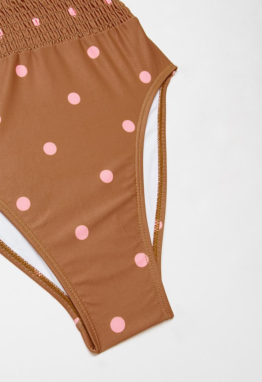 Free by Cotton On - Hailee shirred one piece - amber brown