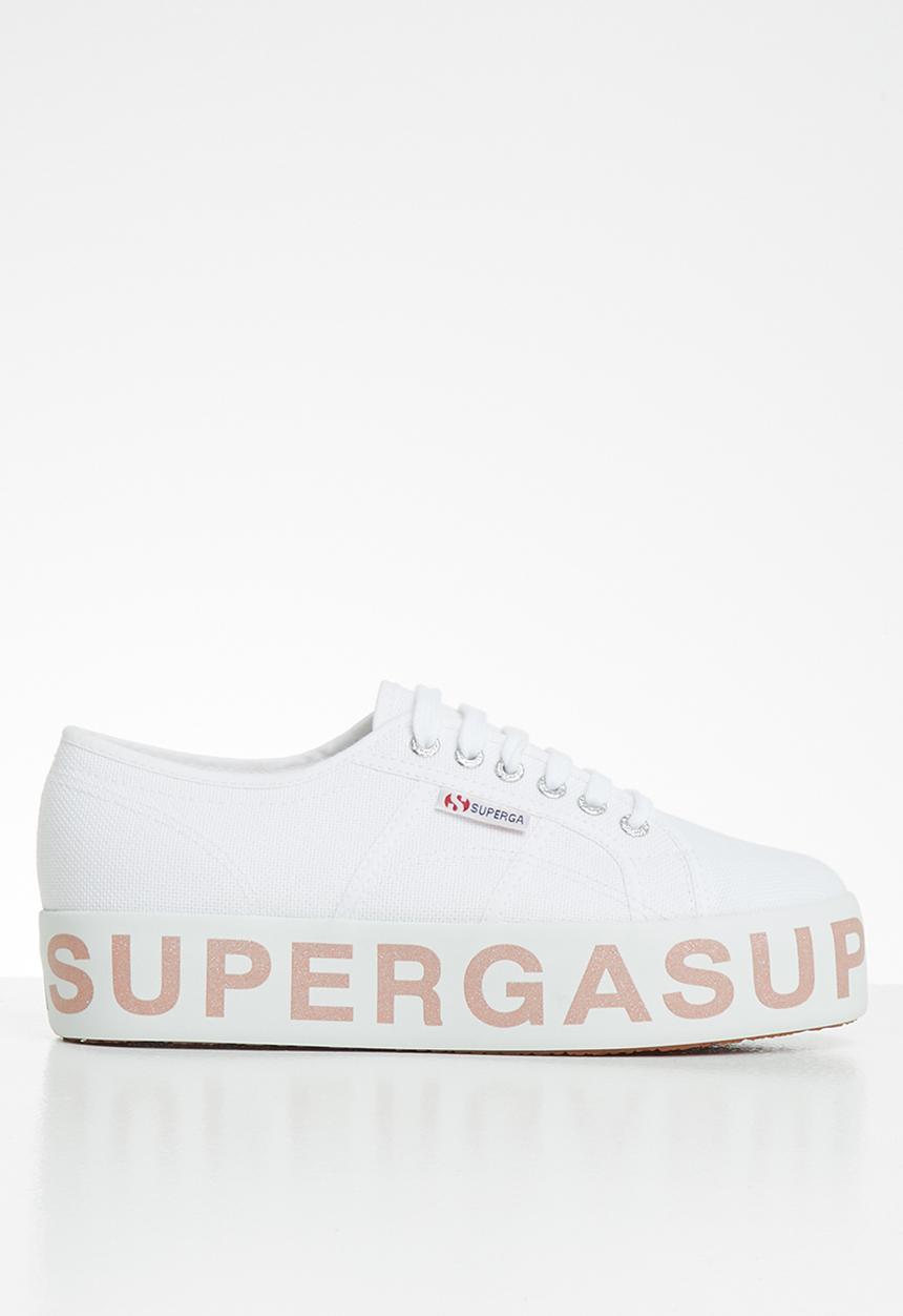 SUPERGA - 2790 Glitter lettering platform - white bronze