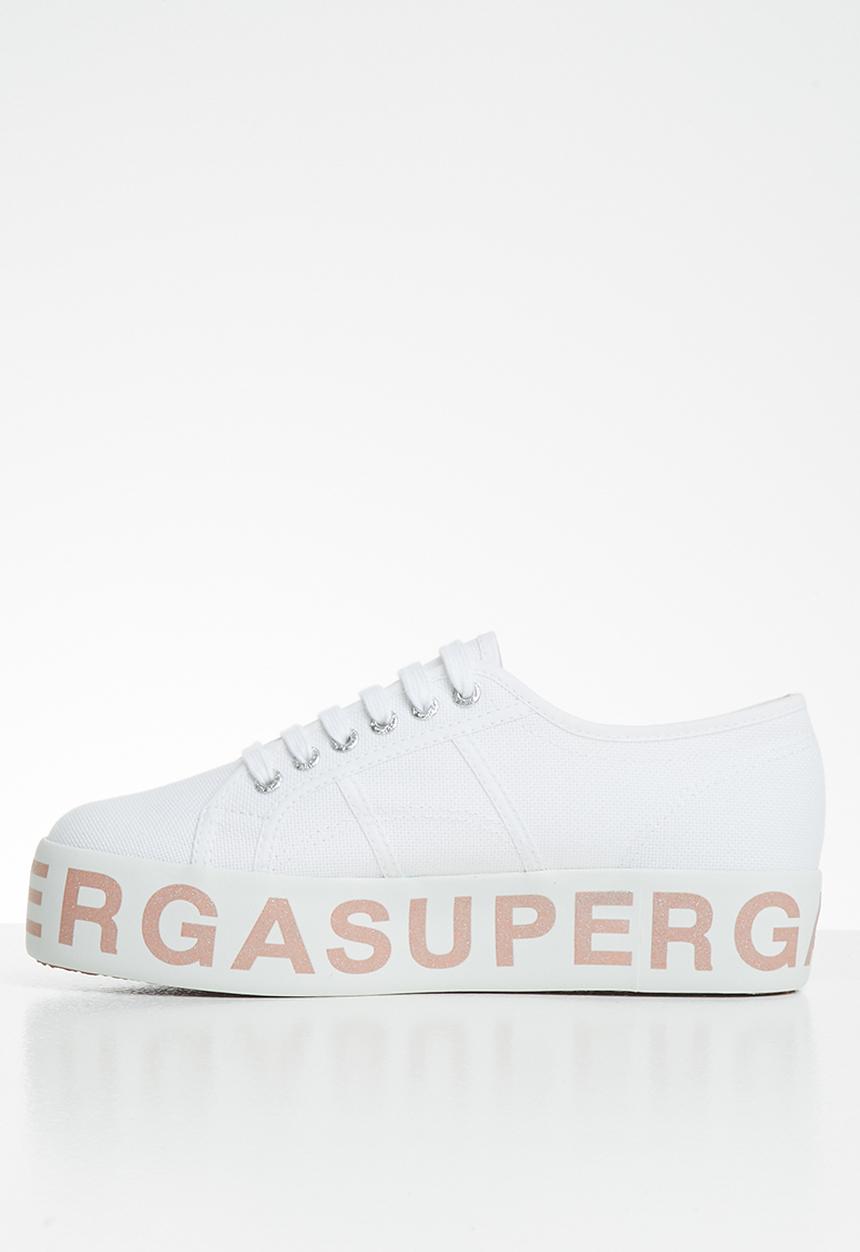 SUPERGA - 2790 Glitter lettering platform - white bronze