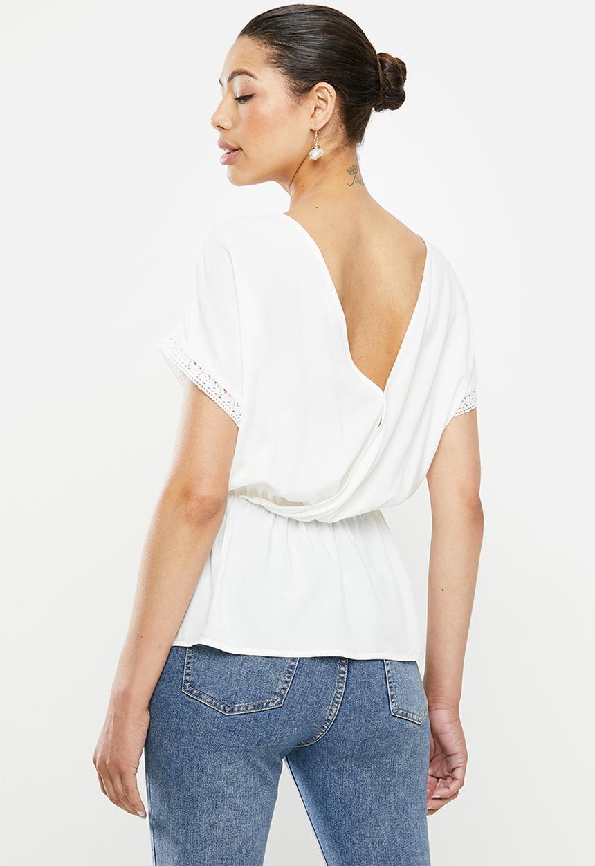 edit - Waist detail crochet blouse - milk