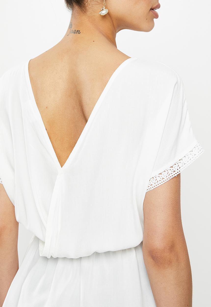edit - Waist detail crochet blouse - milk