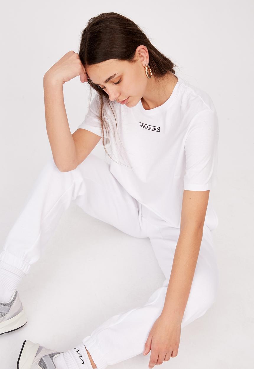 Factorie - Short sleeve raw edge crop graphic t shirt - washed ivory