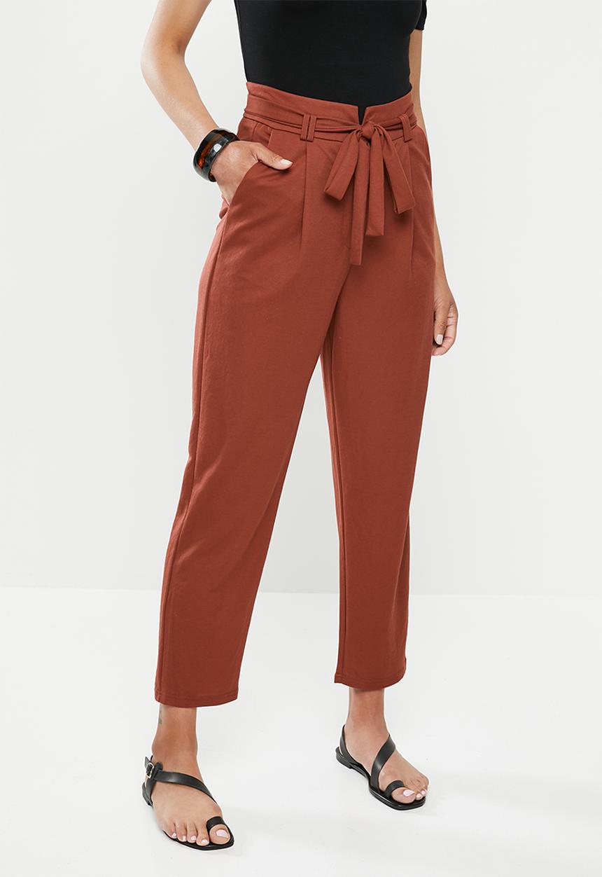 edit - Belted knit pique pant - rust