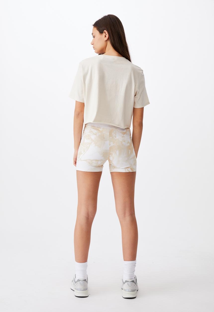 Factorie - Short sleeve raw edge crop graphic T-shirt - white