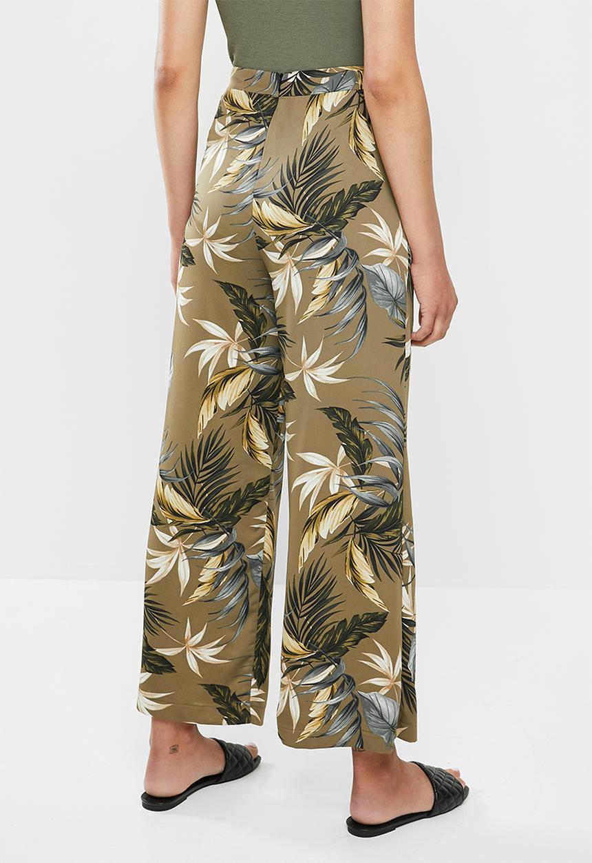 edit - Satin wide leg pant - olive print
