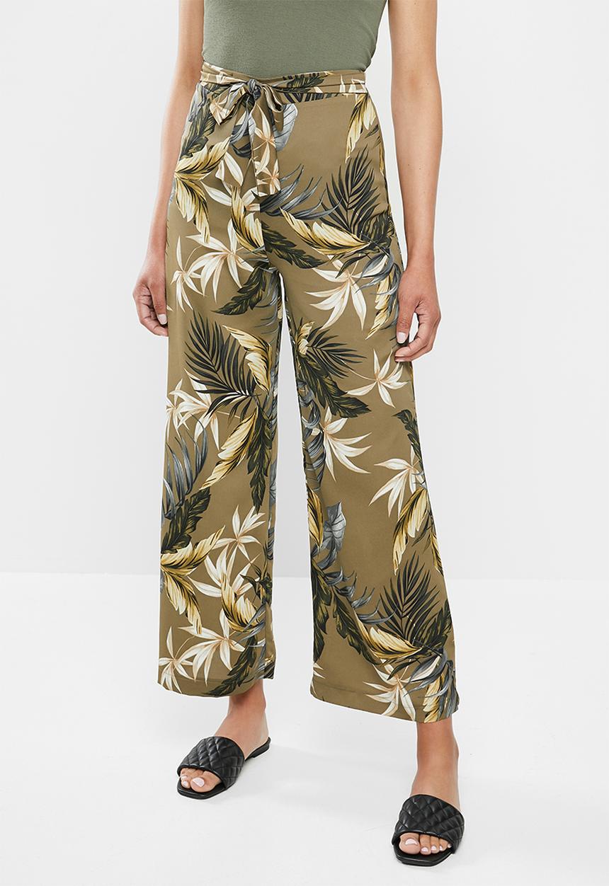 edit - Satin wide leg pant - olive print