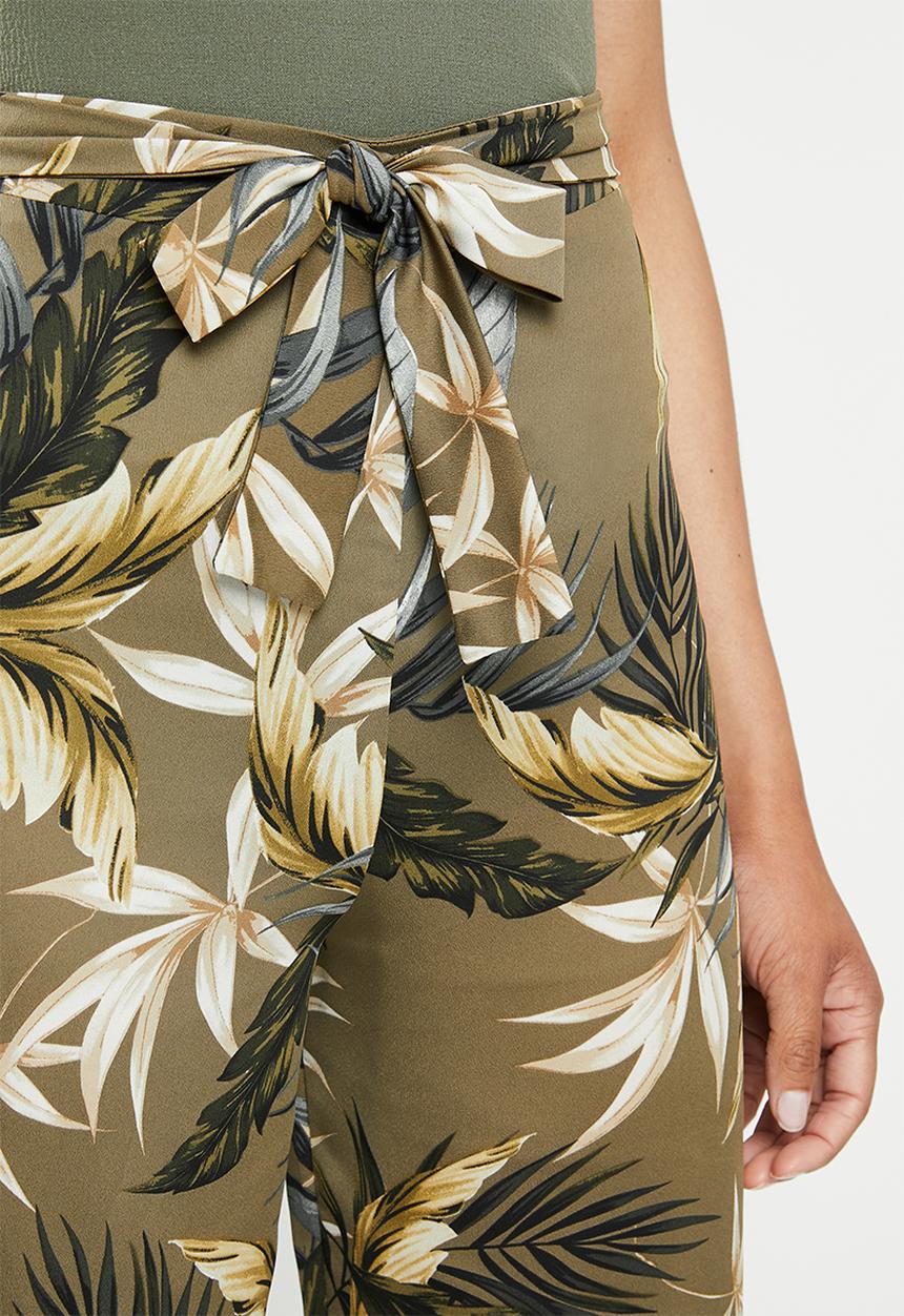 edit - Satin wide leg pant - olive print