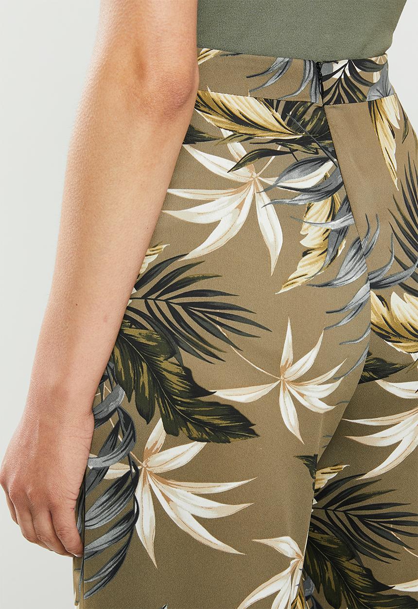 edit - Satin wide leg pant - olive print