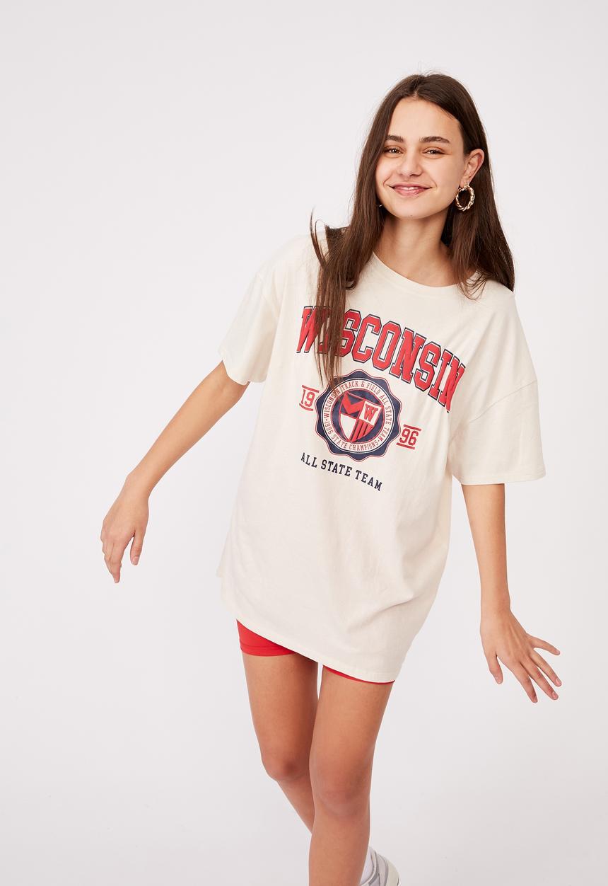 Factorie - Super relaxed graphic tee - washed ivory