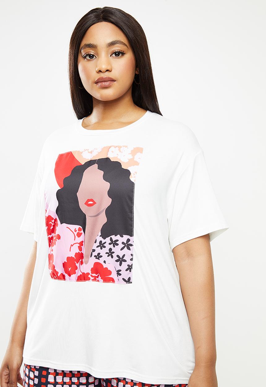 Me&B - Plus illustration printed tee - neutral 