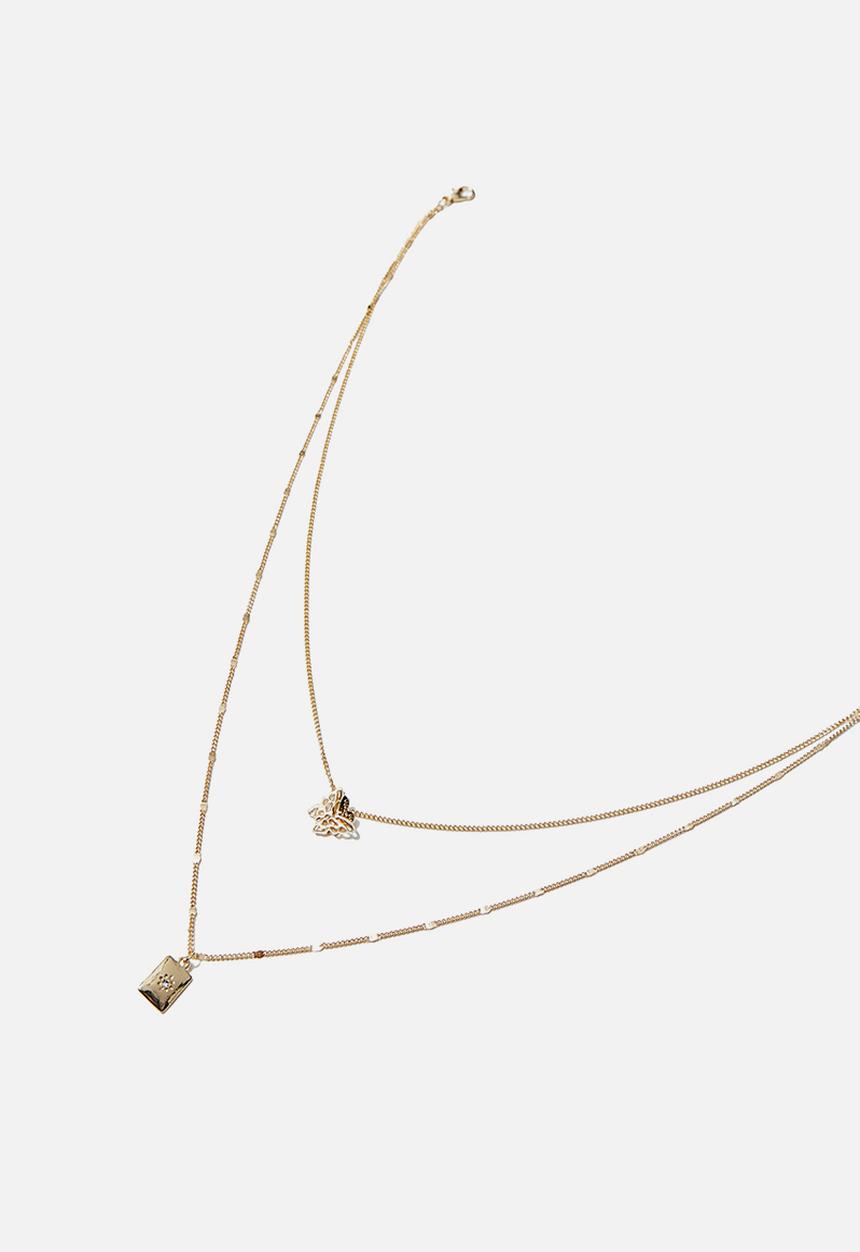 Rubi - Luxe layers butterfly tag layered necklace - gold