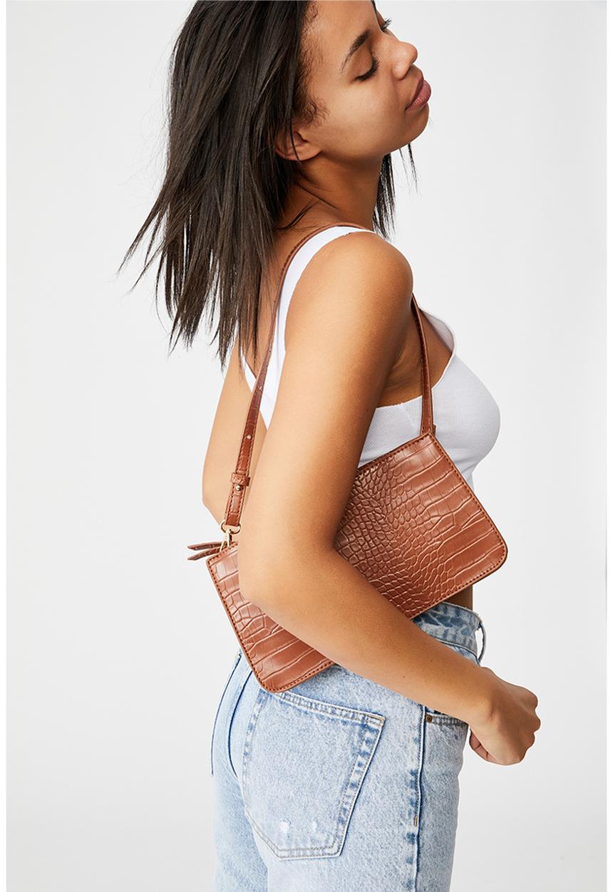 Rubi - Landscape underarm bag - tan texture