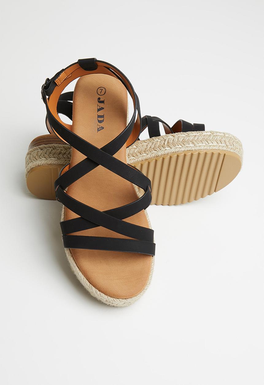 Jada - Strappy flatform - black