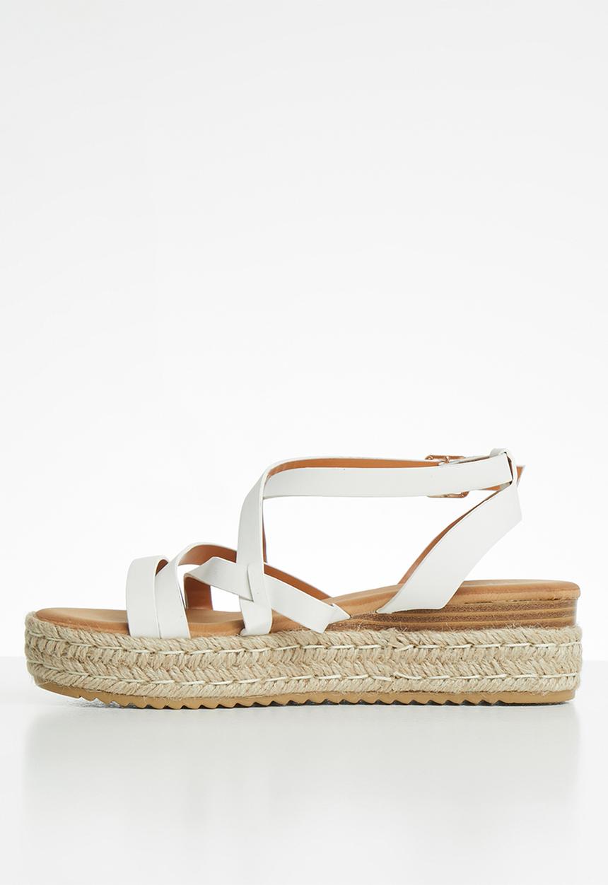 Jada - Strappy flatform - white