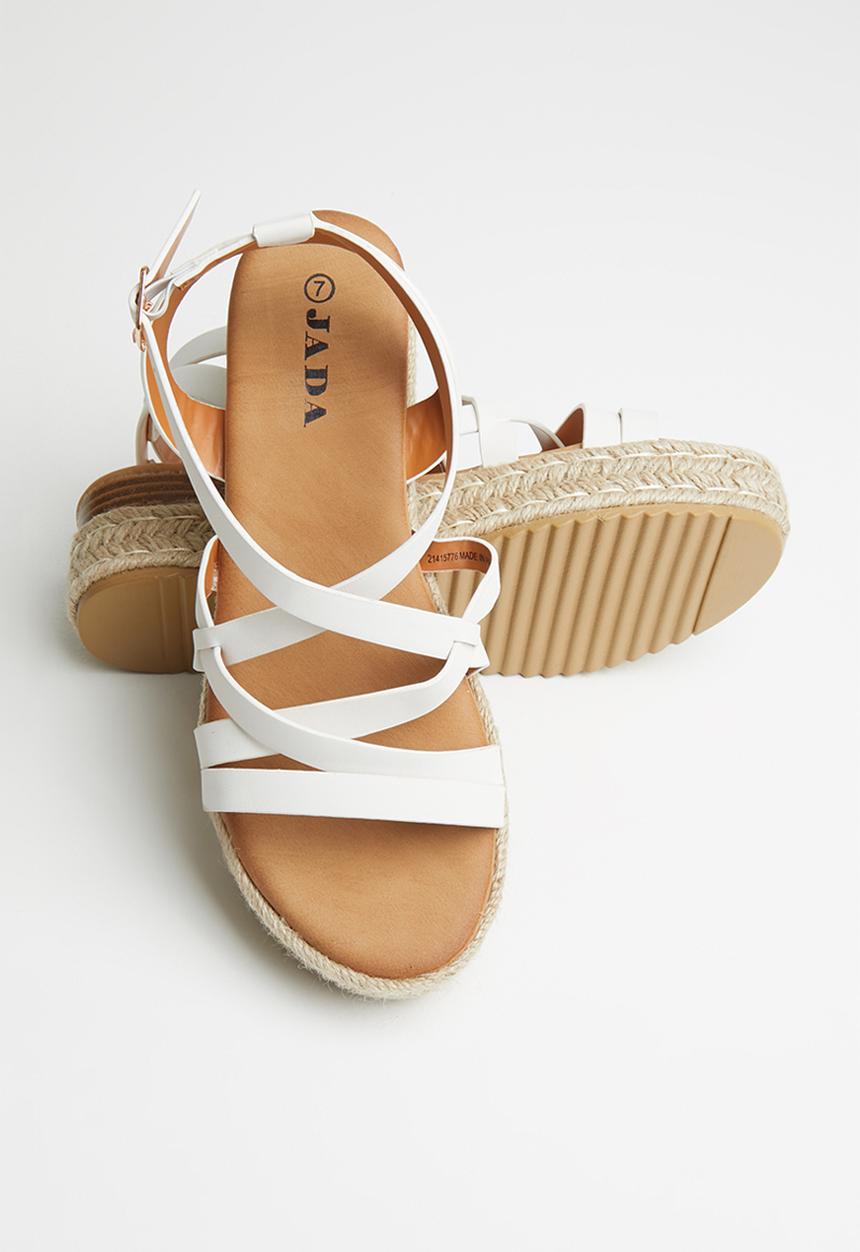 Jada - Strappy flatform - white