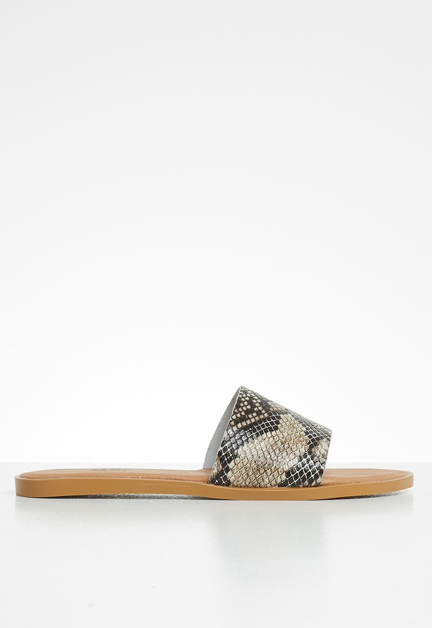 edit - Kody leather slide - brown & black 