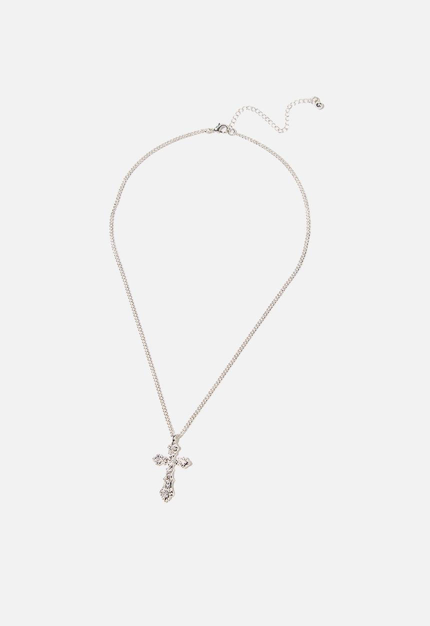 Rubi - Treasures short pendant necklace  - silver antique cross