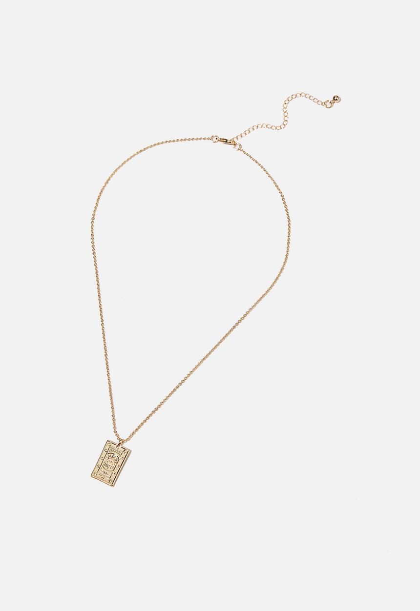 Rubi - Treasures short pendant necklace  - gold tarot card