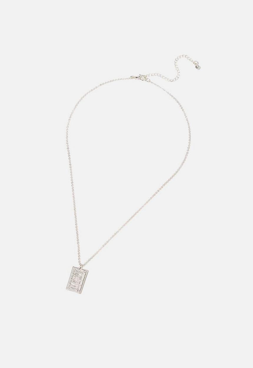 Rubi - Treasures short pendant necklace  - silver tarot card
