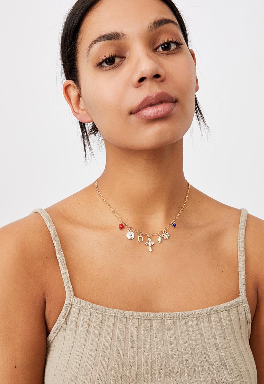 Rubi - Dominica charms necklace  - gold cross