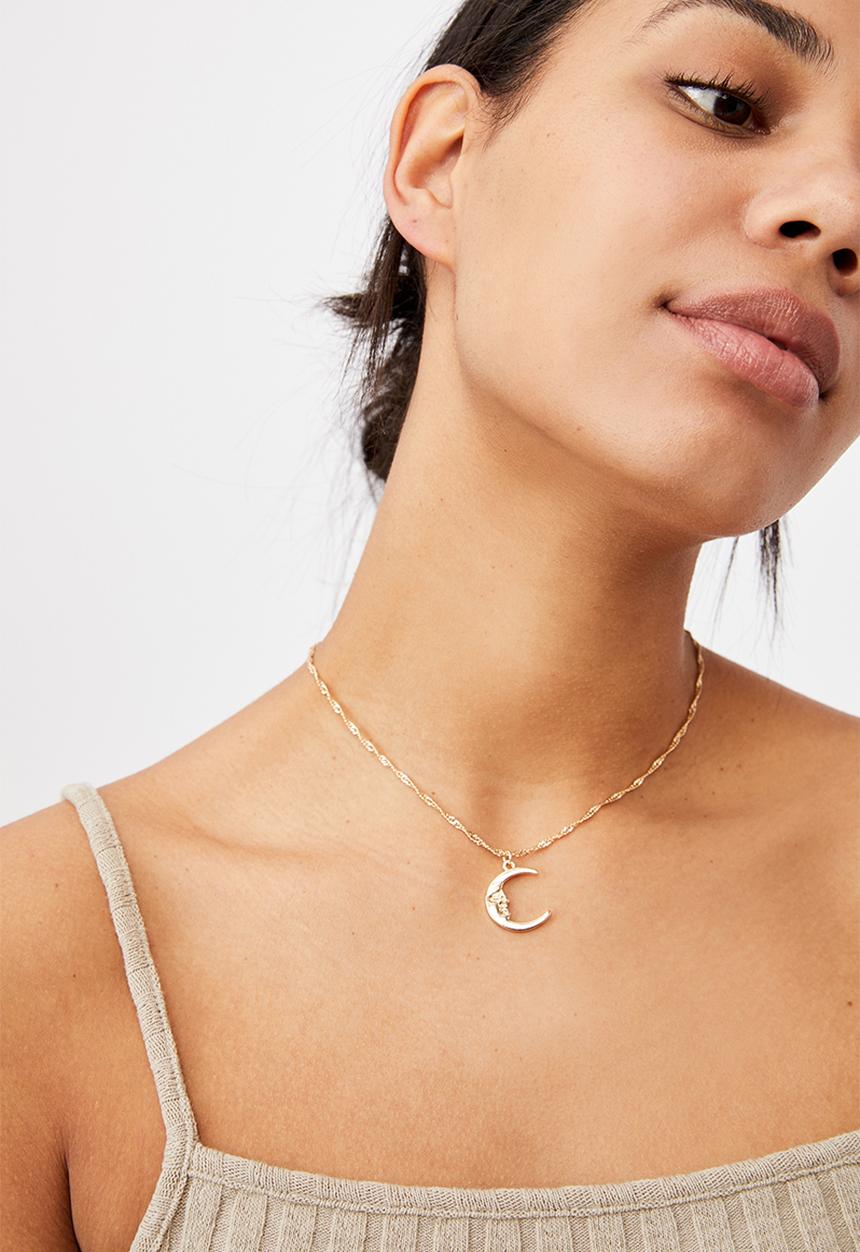 Rubi - Treasures short pendant necklace  - gold moon