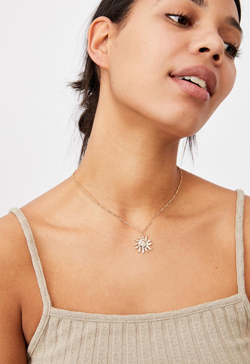Rubi - Treasures short pendant necklace  - gold sun