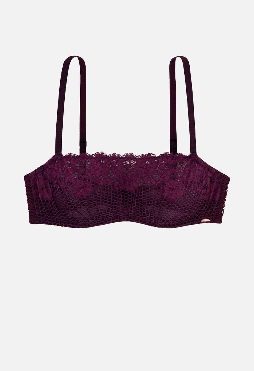 DORINA - Non padded balcony bra lace - wine