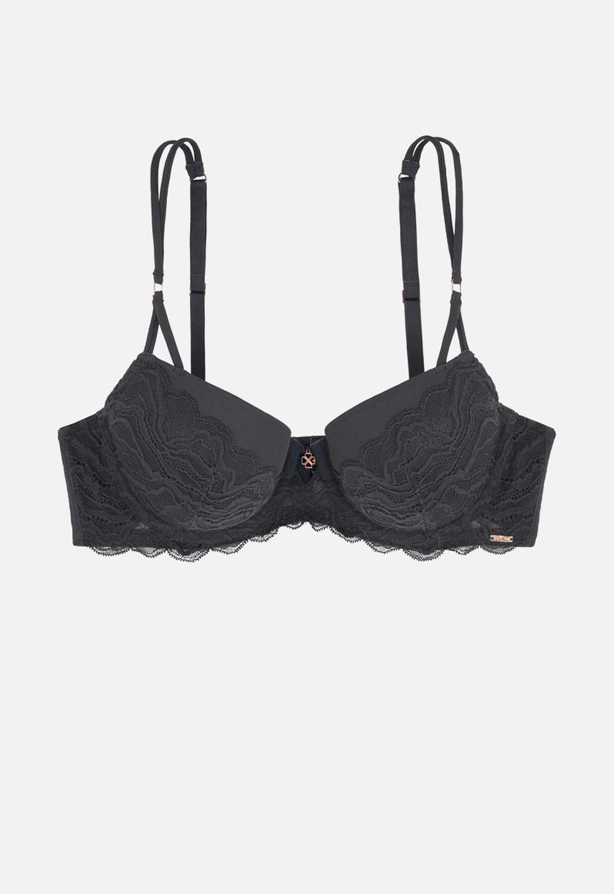 DORINA - Light padded Demi bra with lace - dark grey