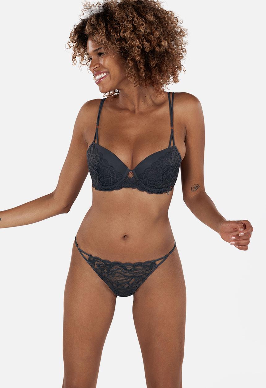 DORINA - Light padded Demi bra with lace - dark grey