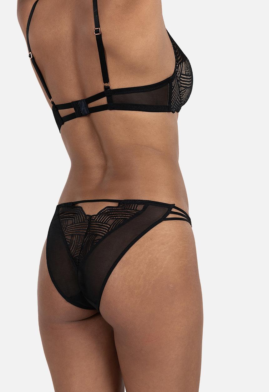 DORINA - Tanga lace thong - black