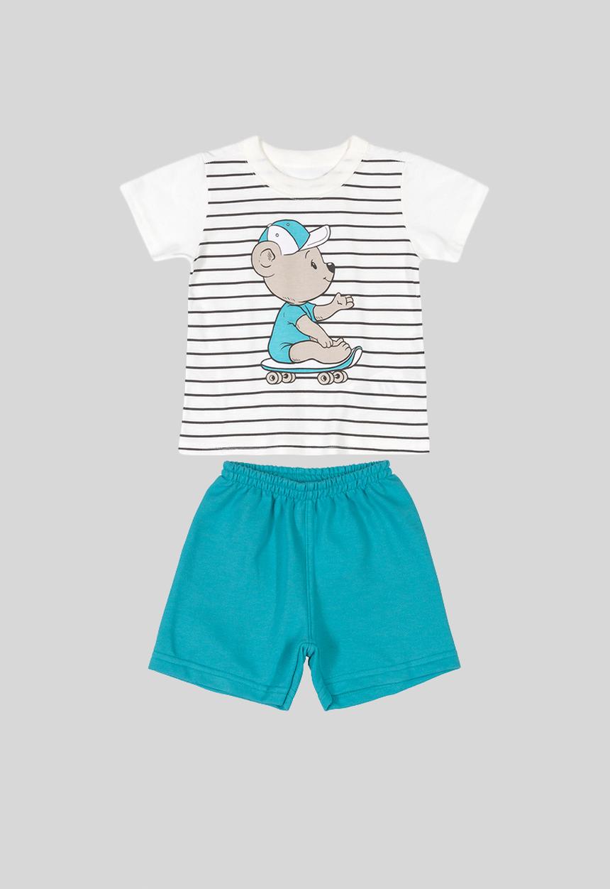 Bee Loop - Sweat shorts & tee set - off white & blue