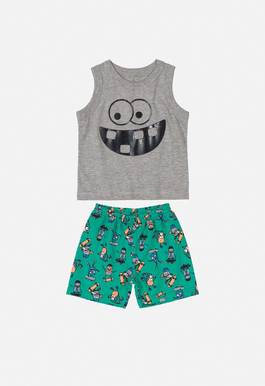 Bee Loop - Tank top & bermuda set - grey & green