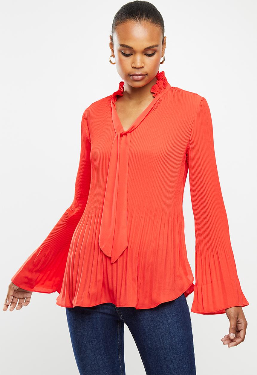 edit - Pleat detail swing blouse - red
