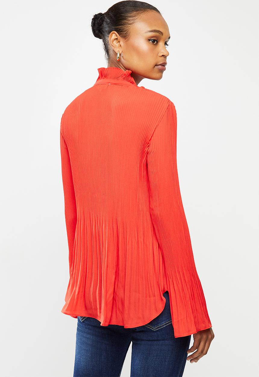 edit - Pleat detail swing blouse - red