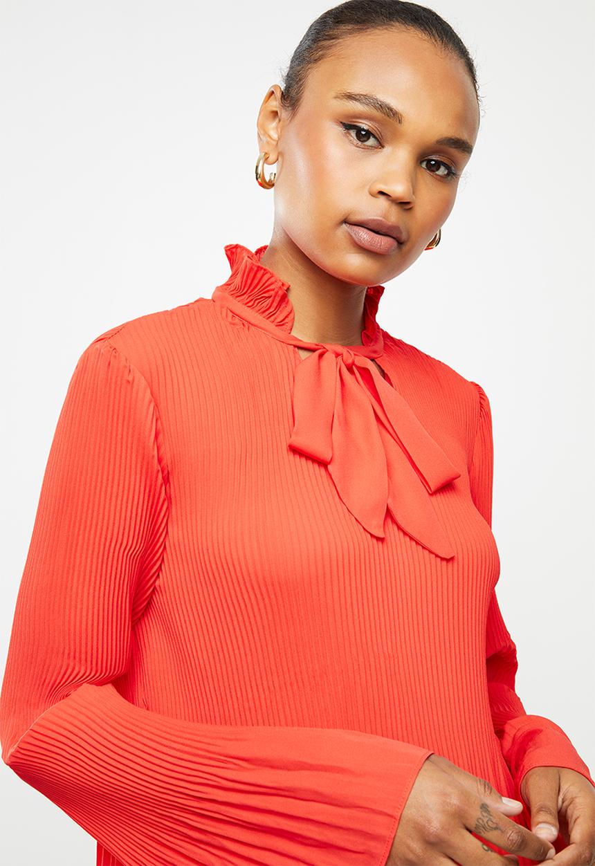 edit - Pleat detail swing blouse - red