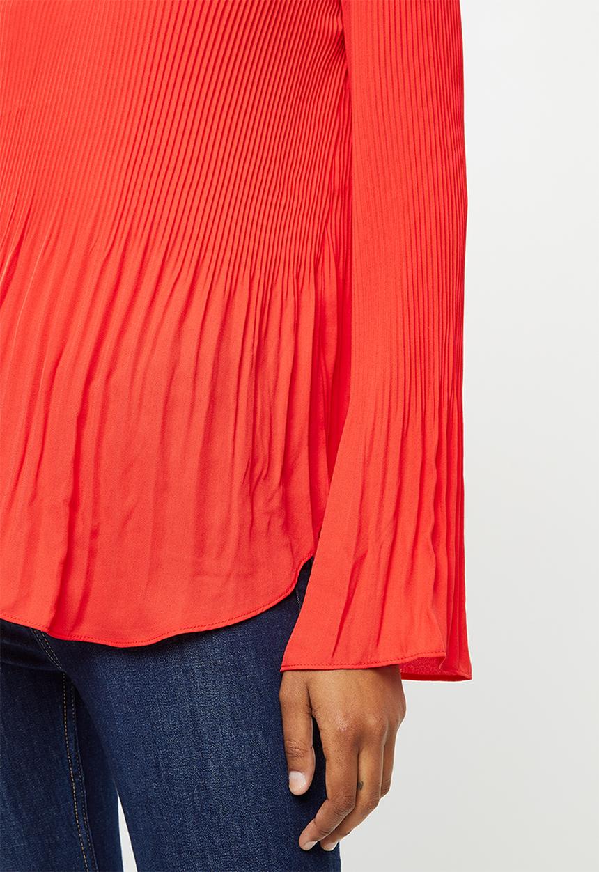 edit - Pleat detail swing blouse - red