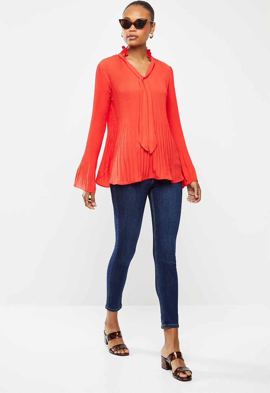 edit - Pleat detail swing blouse - red