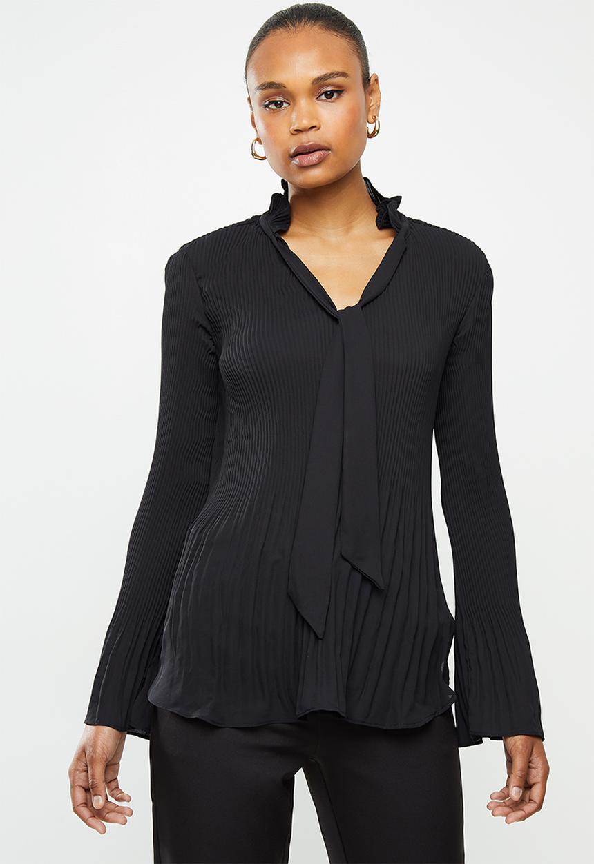 edit - Pleat detail swing blouse - black