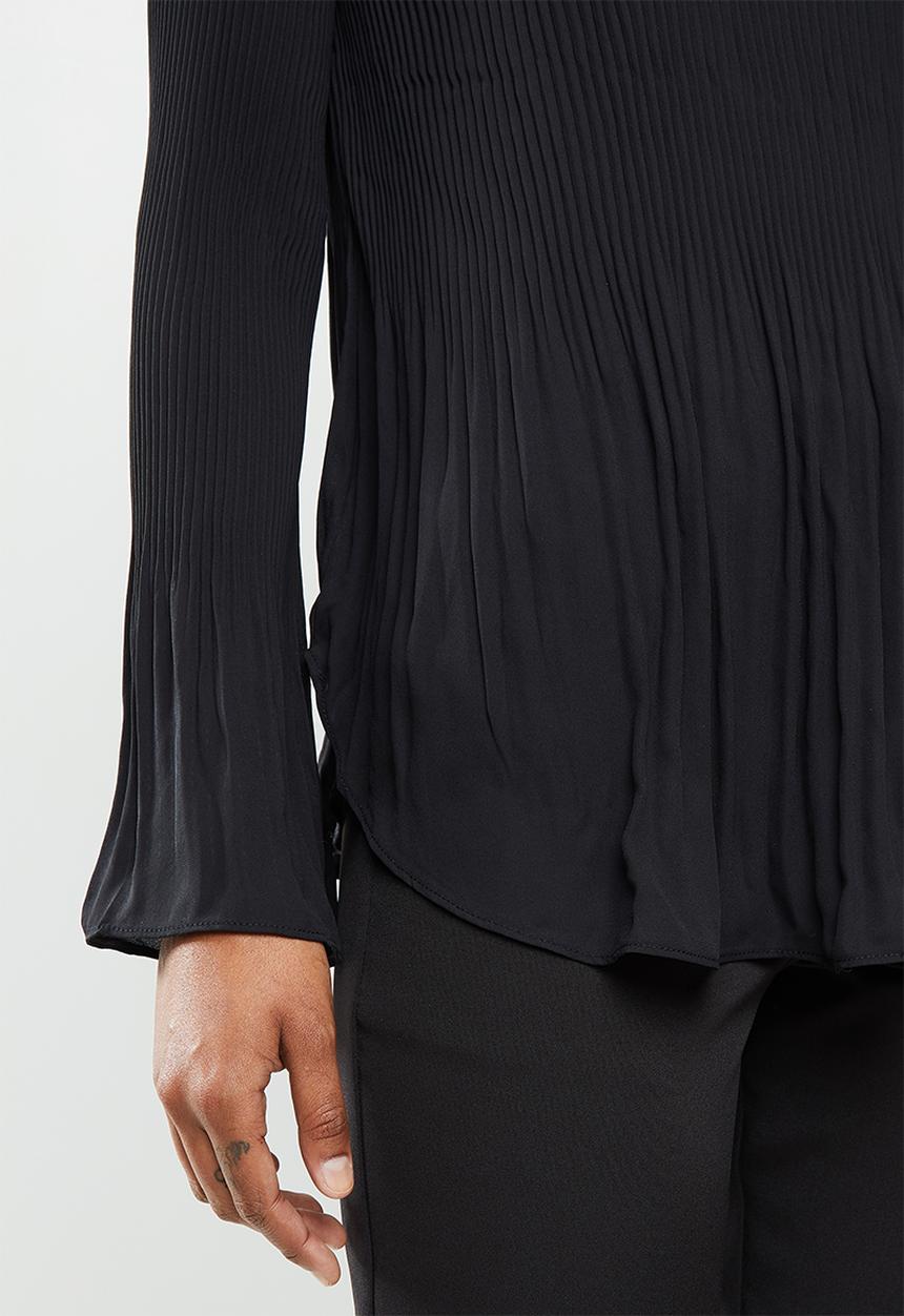 edit - Pleat detail swing blouse - black
