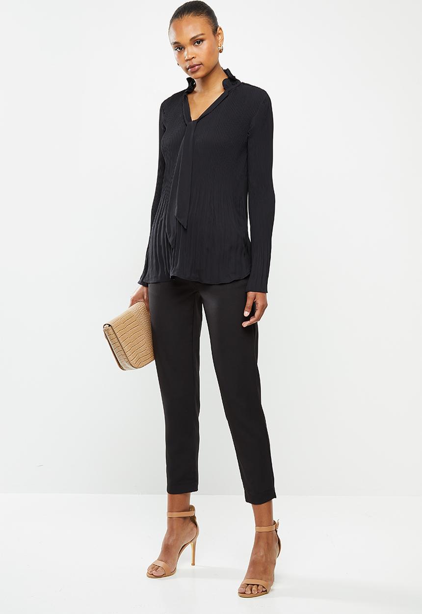 edit - Pleat detail swing blouse - black