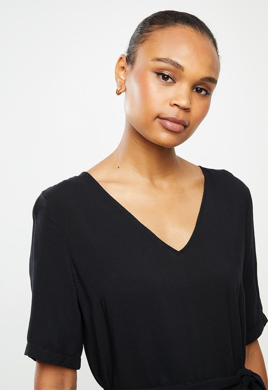 edit - Woven tunic dress - black