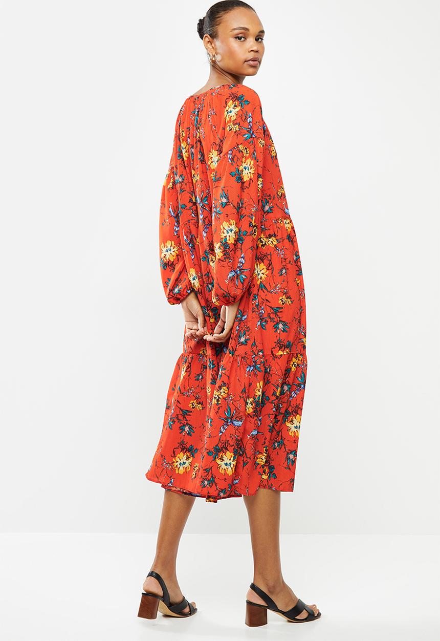 edit - Chiffon gypsy midi floral - red 