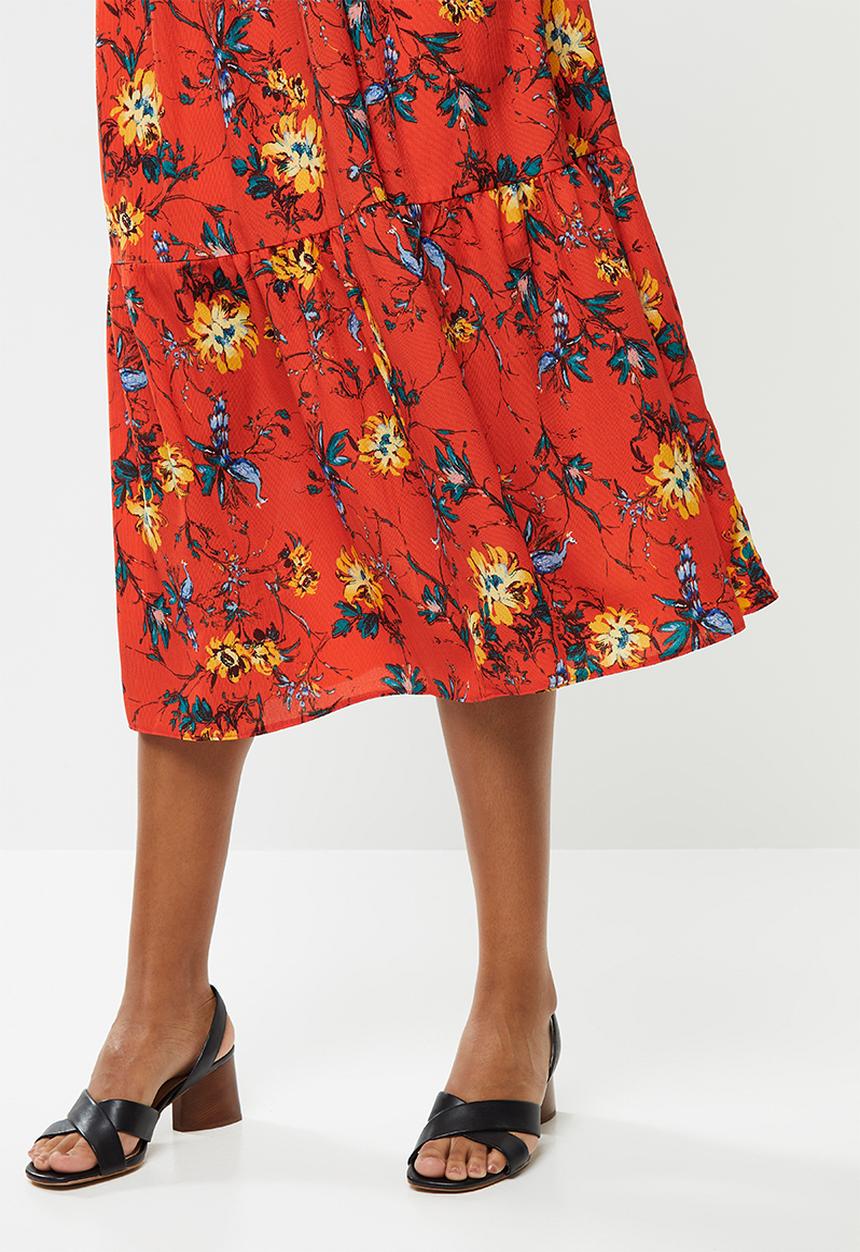 edit - Chiffon gypsy midi floral - red 