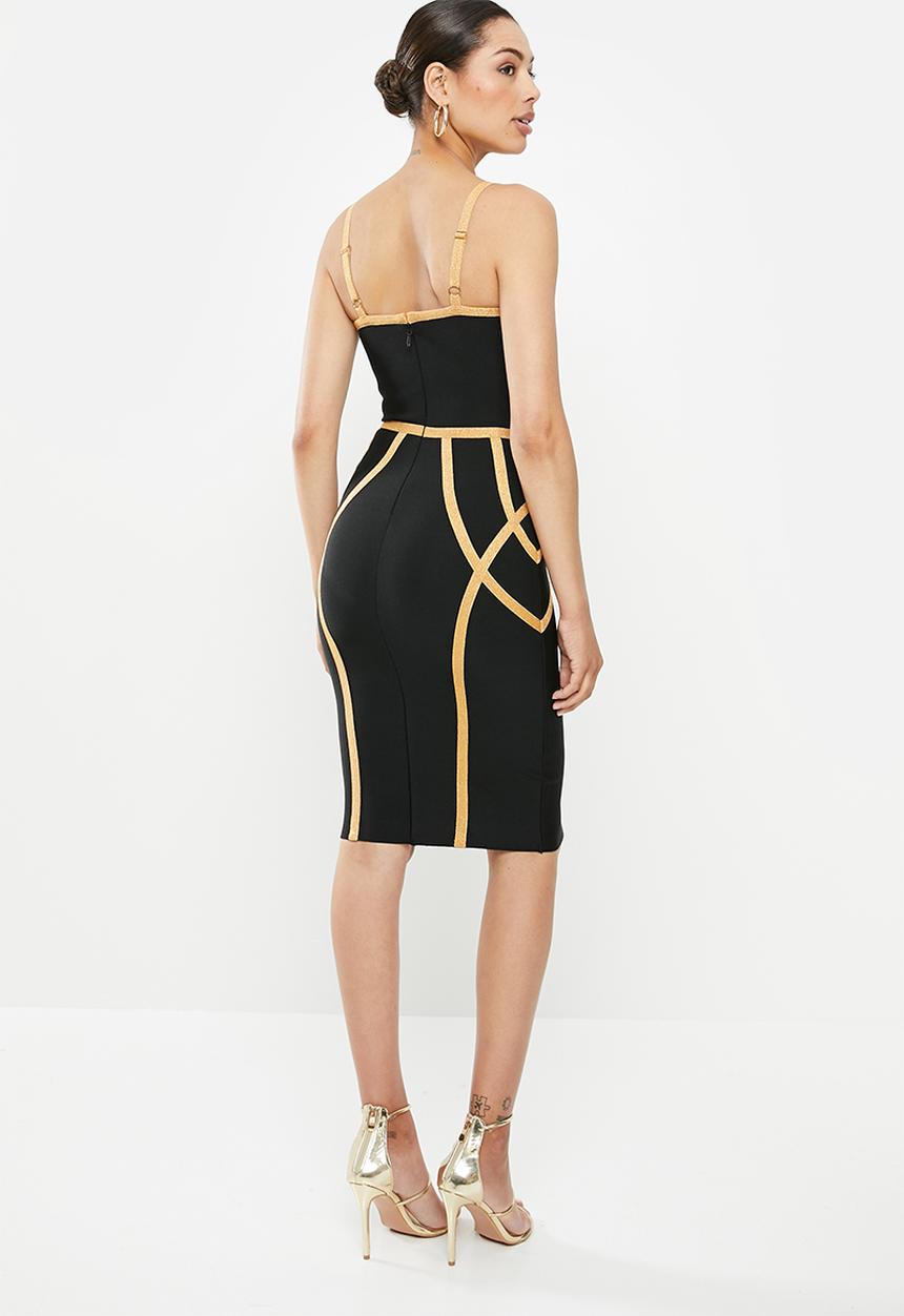 SISSY BOY - Bari: bandage contrast dress with cups - black & gold