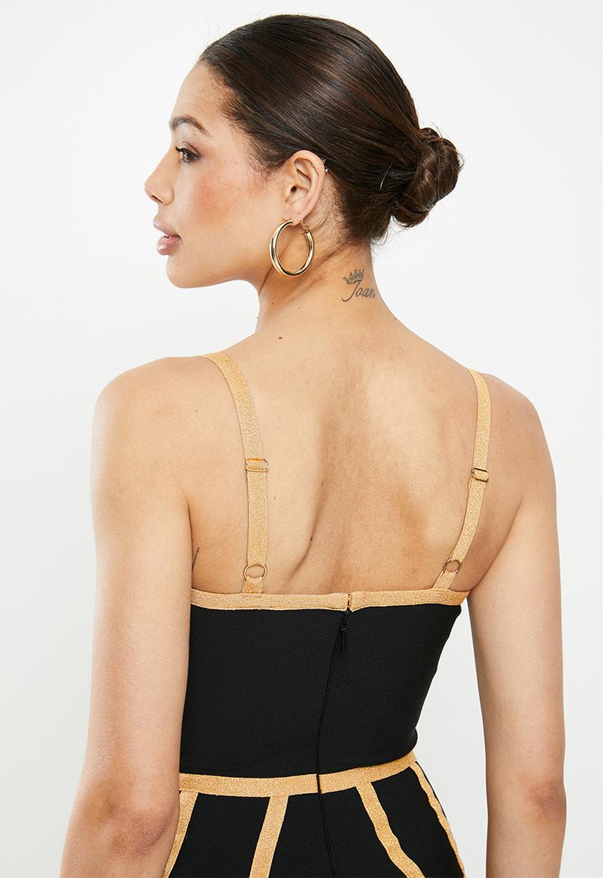 SISSY BOY - Bari: bandage contrast dress with cups - black & gold