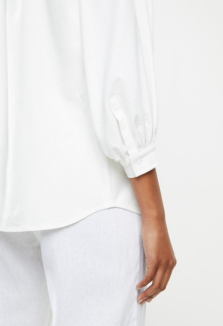 edit - Linen & cotton blend blouson slv shirt - milk