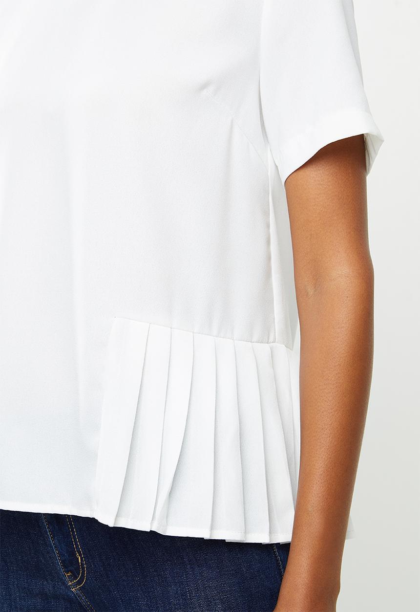 edit - Pleat detail woven shell - milk